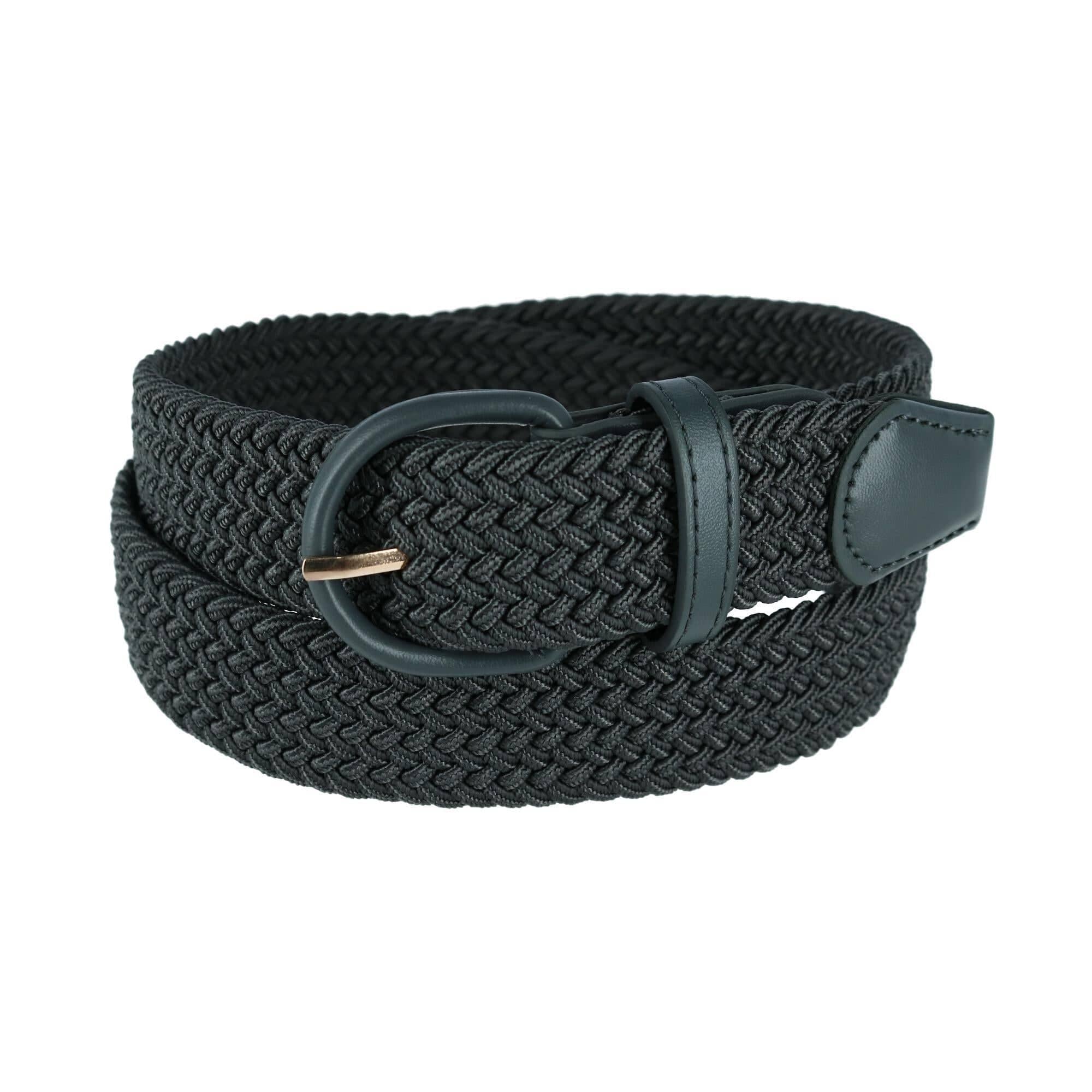 CTM® Men's Elastic Braided Belt with Covered Buckle (Big & Tall Available) - Grey