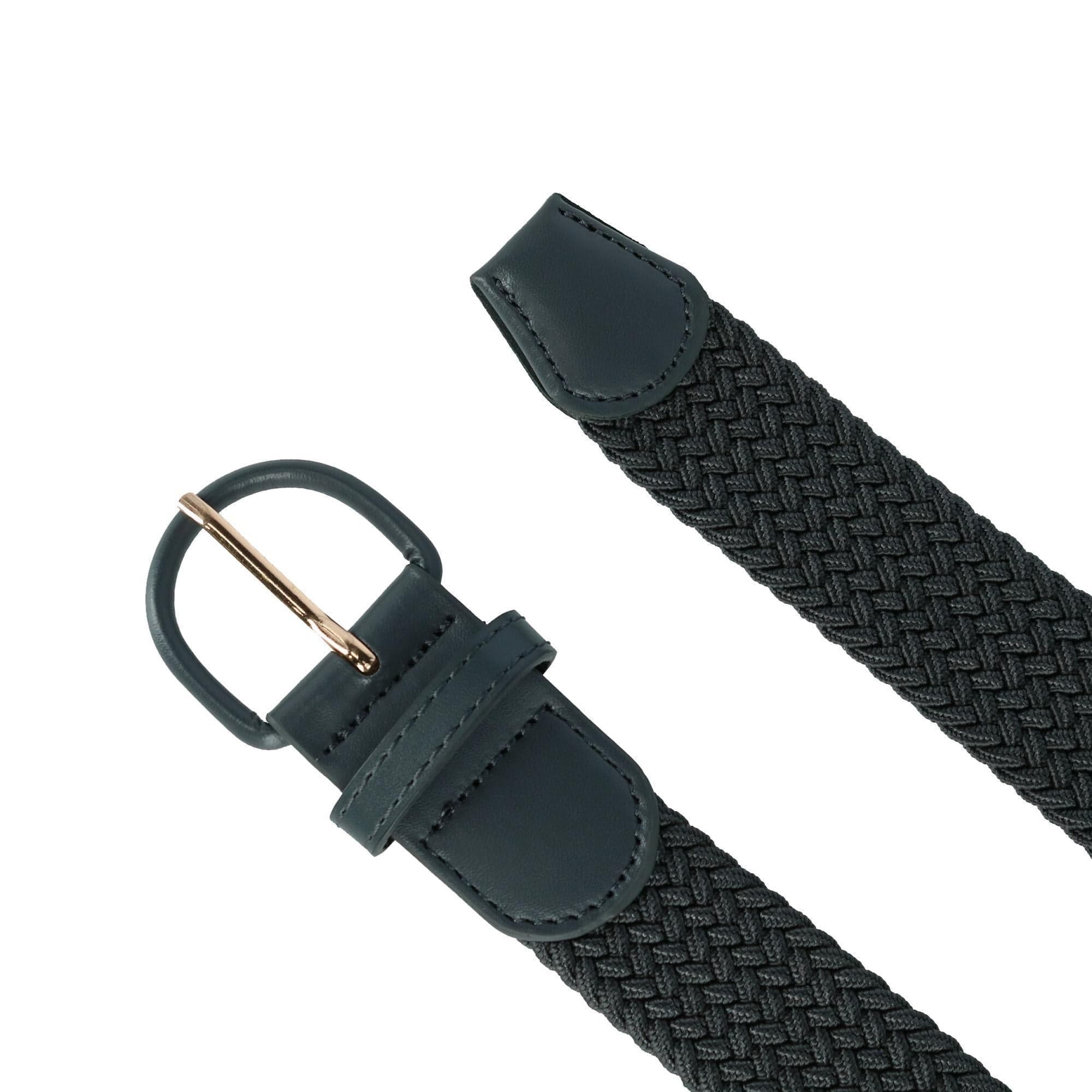 CTM® Men's Elastic Braided Belt with Covered Buckle (Big & Tall Available) - Grey