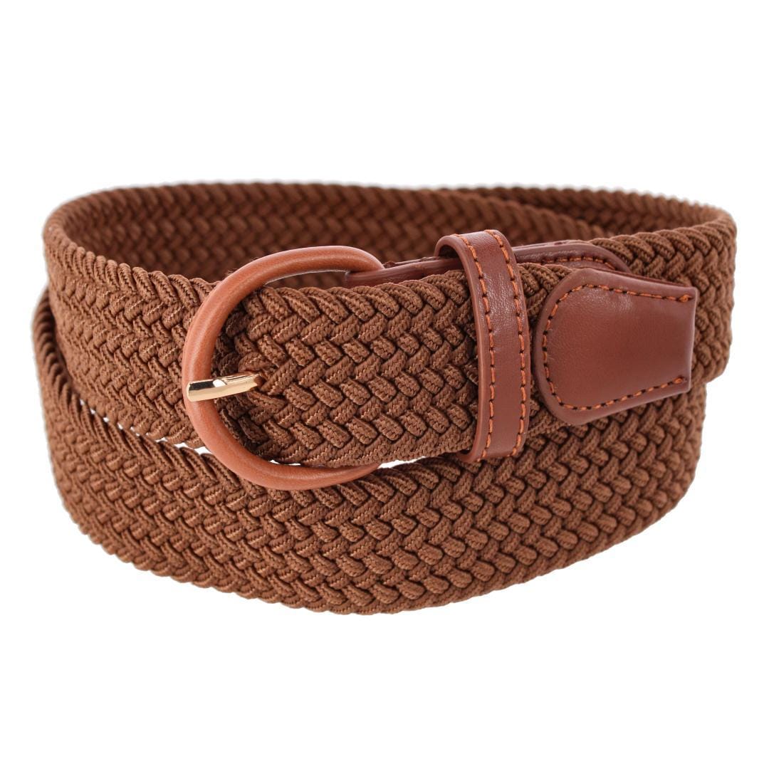 CTM® Men's Elastic Braided Belt with Covered Buckle (Big & Tall Available) - Light Brown