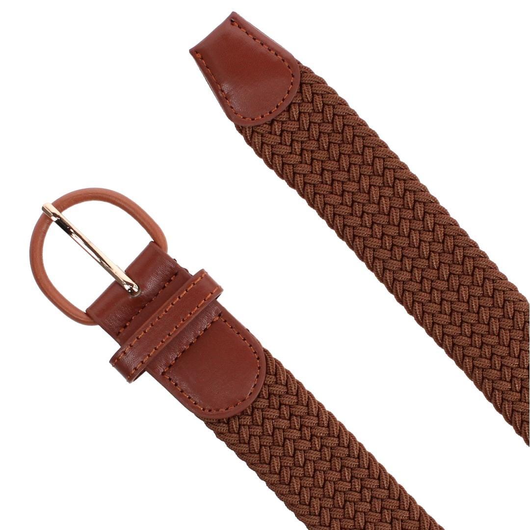 CTM® Men's Elastic Braided Belt with Covered Buckle (Big & Tall Available) - Light Brown