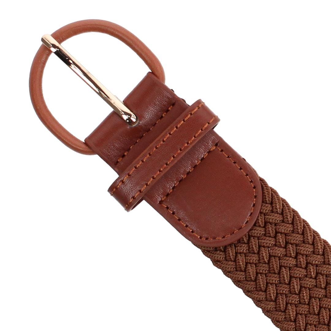 CTM® Men's Elastic Braided Belt with Covered Buckle (Big & Tall Available) - Light Brown