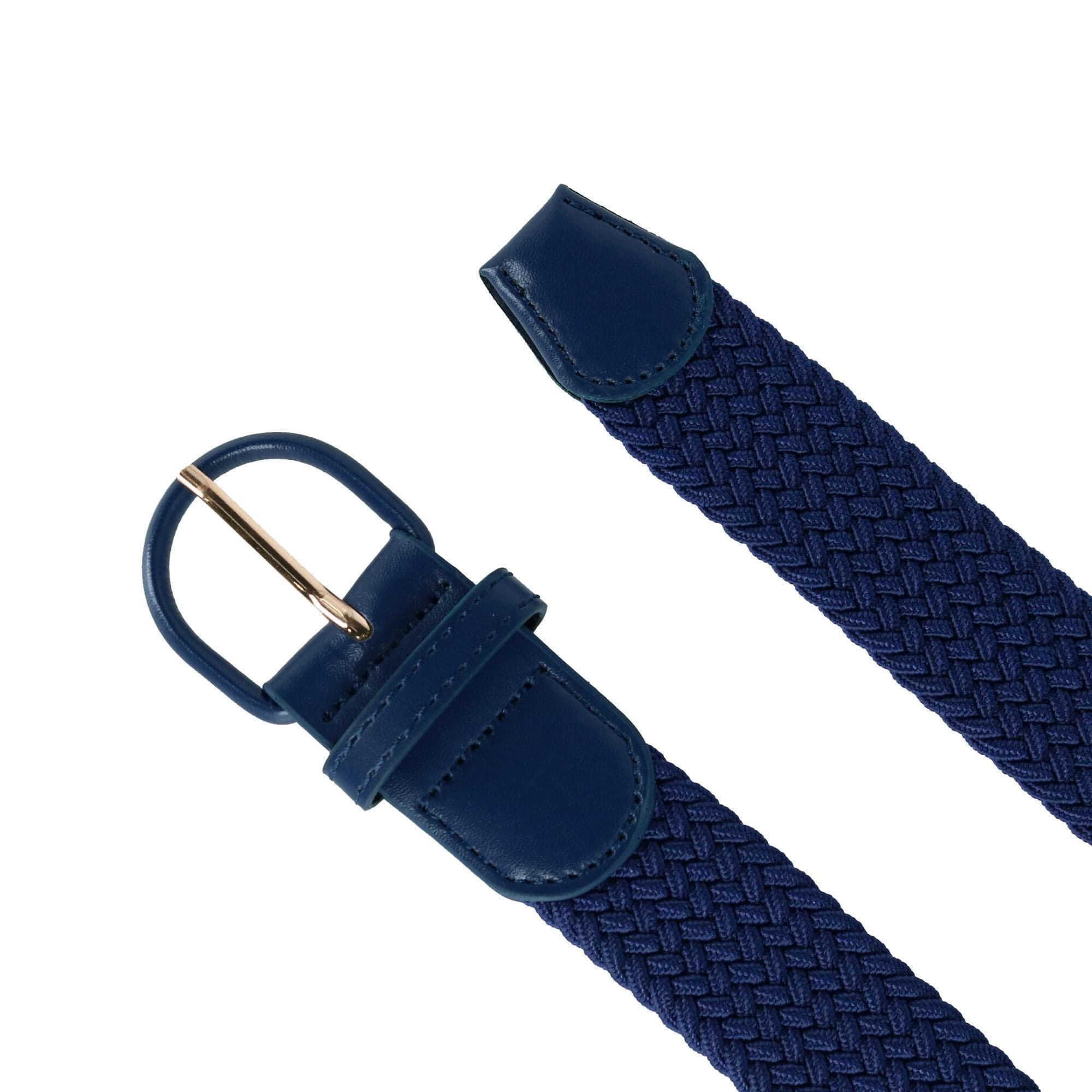 CTM® Men's Elastic Braided Belt with Covered Buckle (Big & Tall Available) - Navy