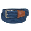 Men's Big & Tall Elastic Braided Belt with Silver Buckle and Tan Tabs