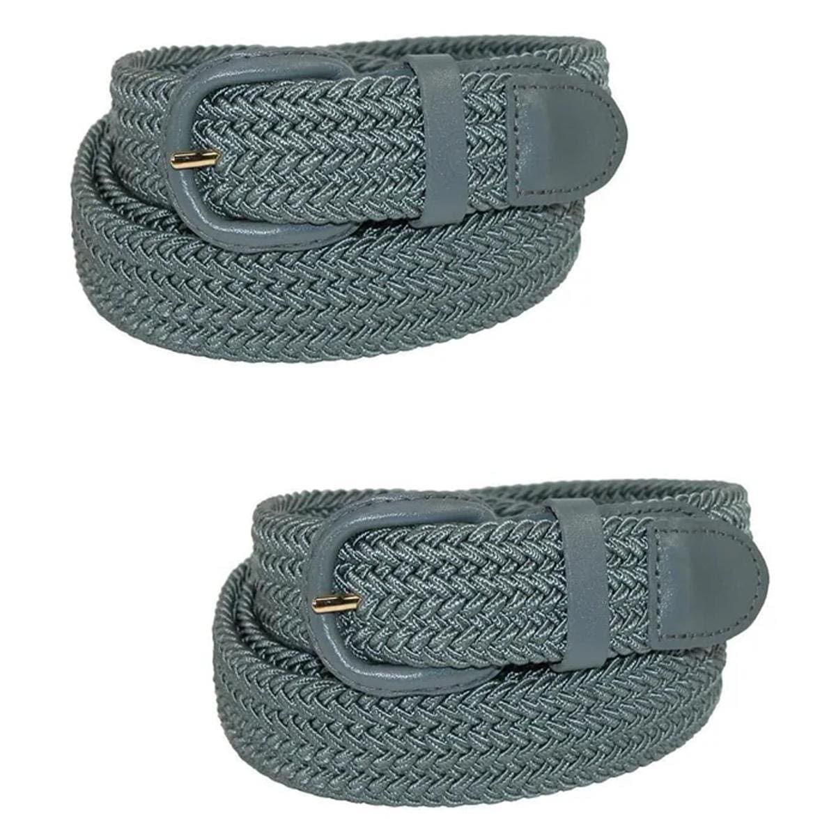 CTM® Men's Elastic Braided Belt with Covered Buckle (Pack of 2)