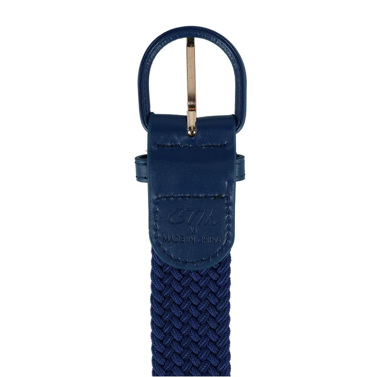 CTM® Men's Elastic Braided Belt with Covered Buckle (Pack of 2) - Navy