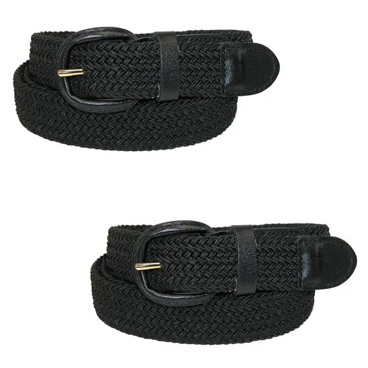 CTM® Men's Elastic Braided Belt with Covered Buckle (Pack of 2) - Men's Elastic Braided Belt with Covered Buckle (Pack of 2)