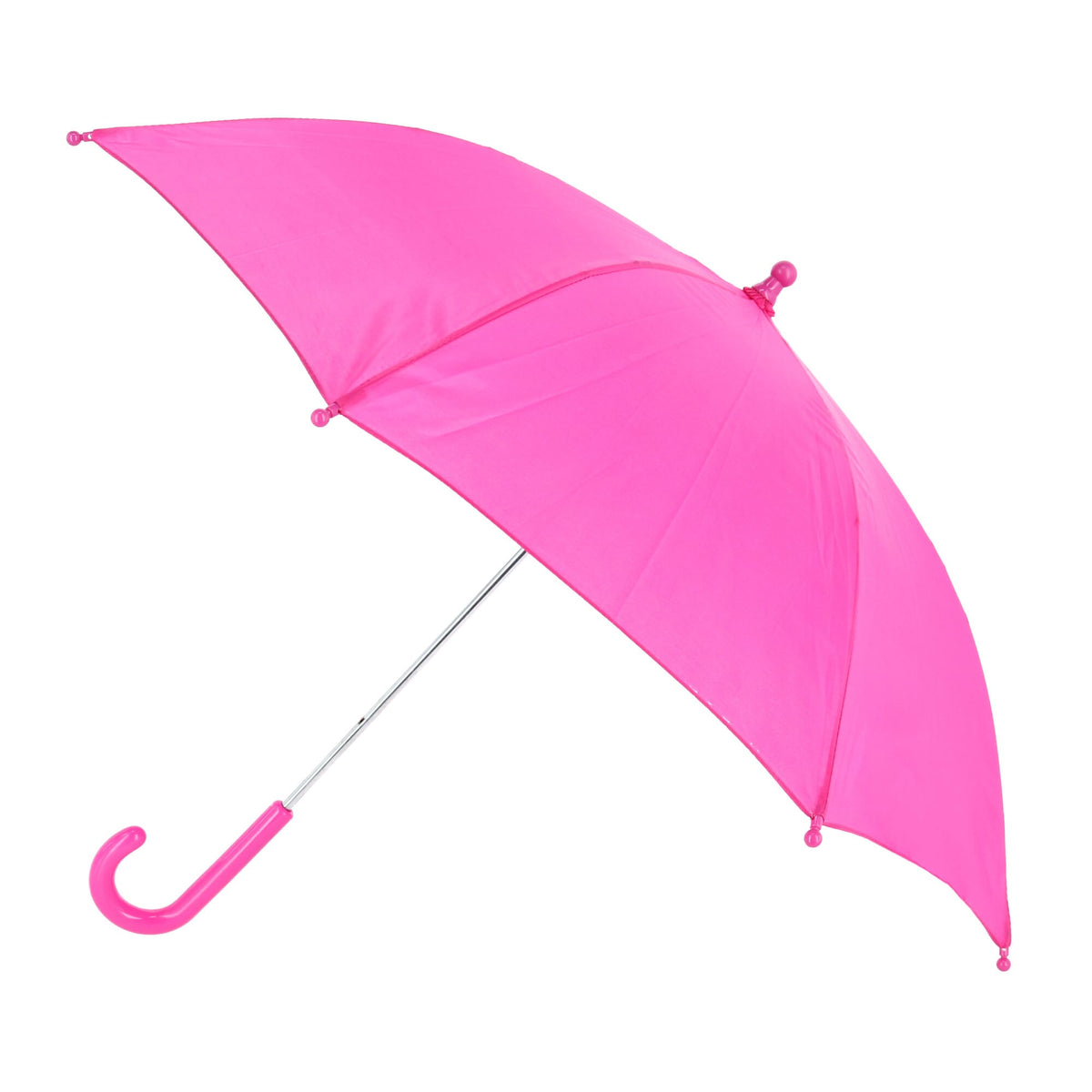 iRain Kid's Solid Color Stick Umbrella with Hook Handle - Hot Pink