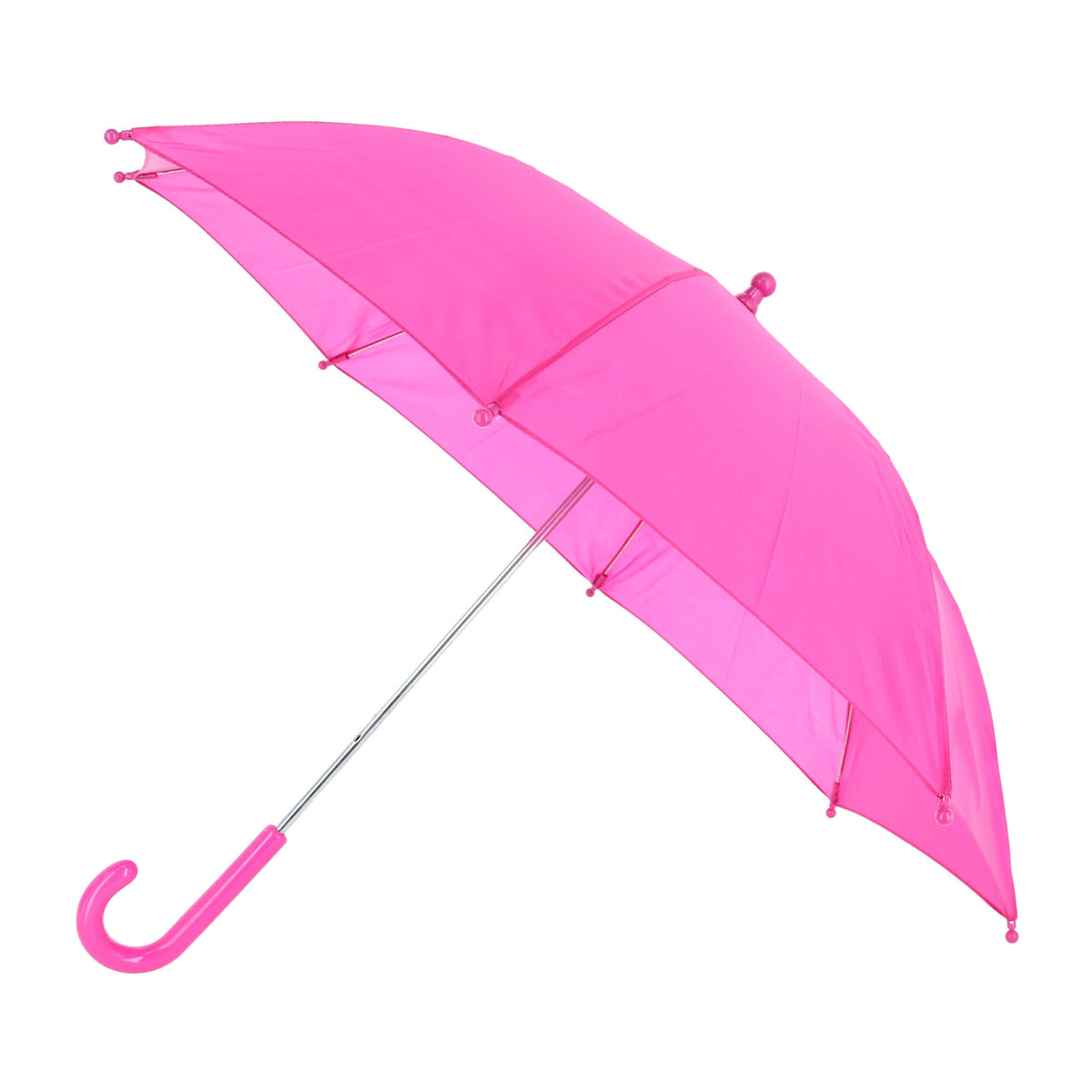 iRain Kid's Solid Color Stick Umbrella with Hook Handle - Hot Pink
