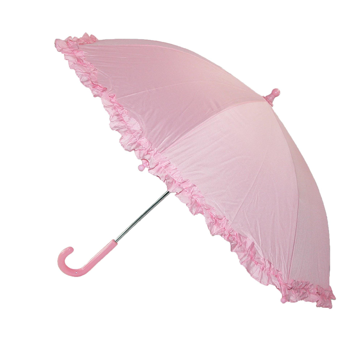 iRain Kids Ruffled Umbrella Solid Color Girls Umbrella with Hook Handle