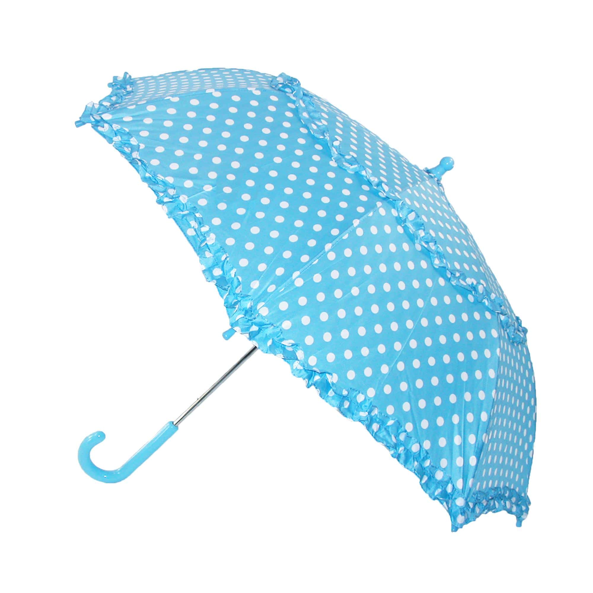 iRain Kids' Hook Handle Ruffled Polka Dot Umbrella - Blue