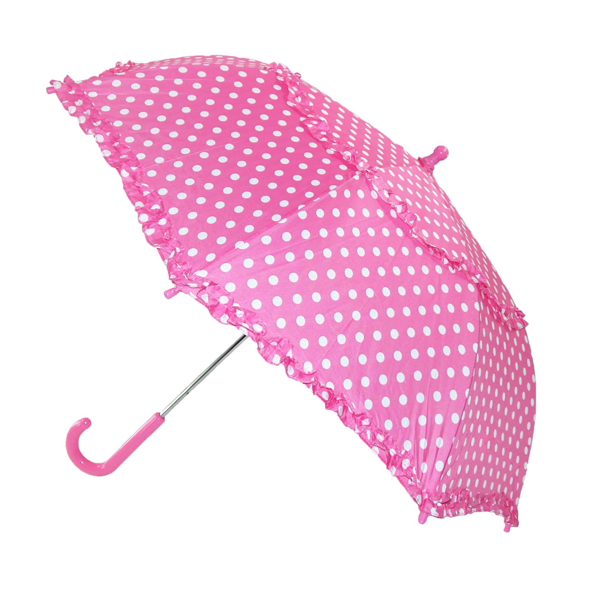 iRain Kids' Hook Handle Ruffled Polka Dot Umbrella - Kids' Hook Handle Ruffled Polka Dot Umbrella