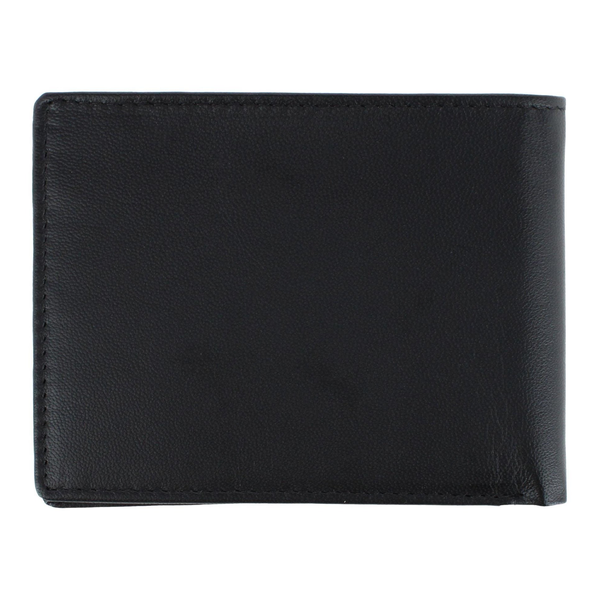 CTM® Men's Leather American Flag Embossed Bifold Wallet - Black