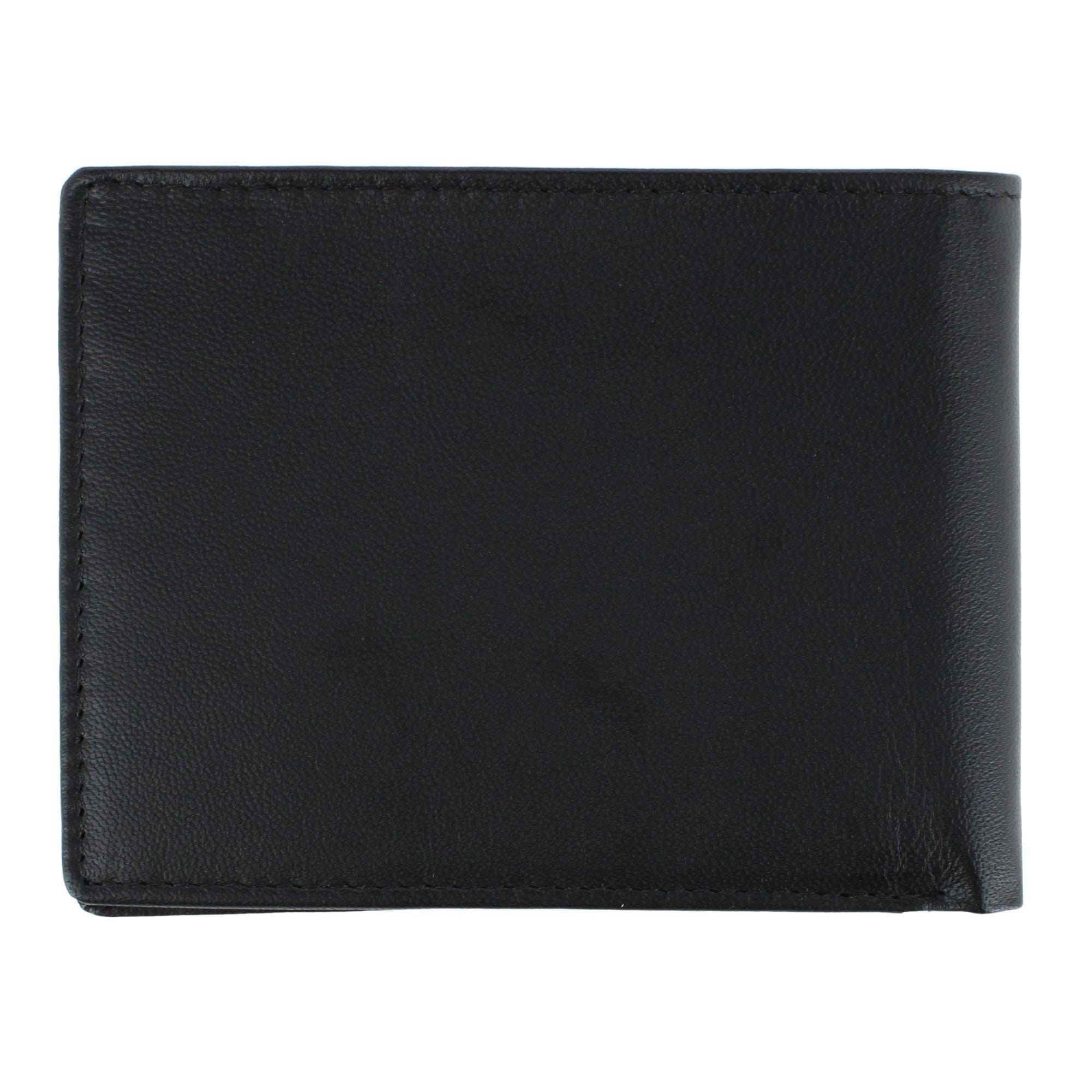 CTM® Men's Leather American Flag Embossed Bifold Wallet - Black
