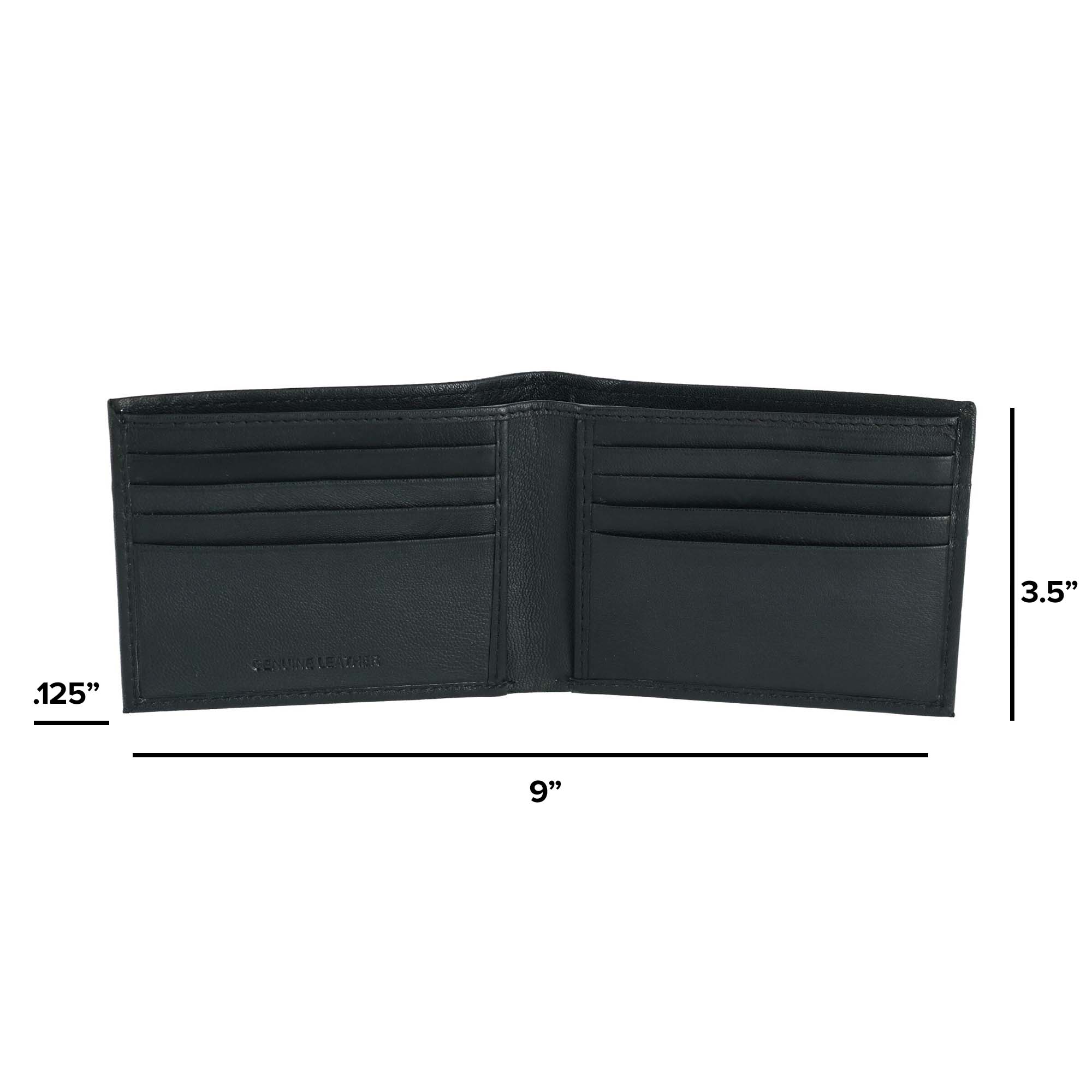 CTM® Men's Leather American Flag Embossed Bifold Wallet - Black