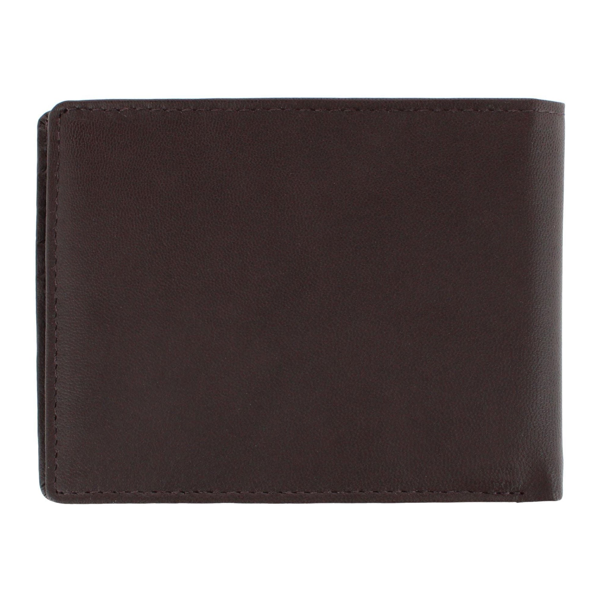CTM® Men's Leather American Flag Embossed Bifold Wallet - Brown