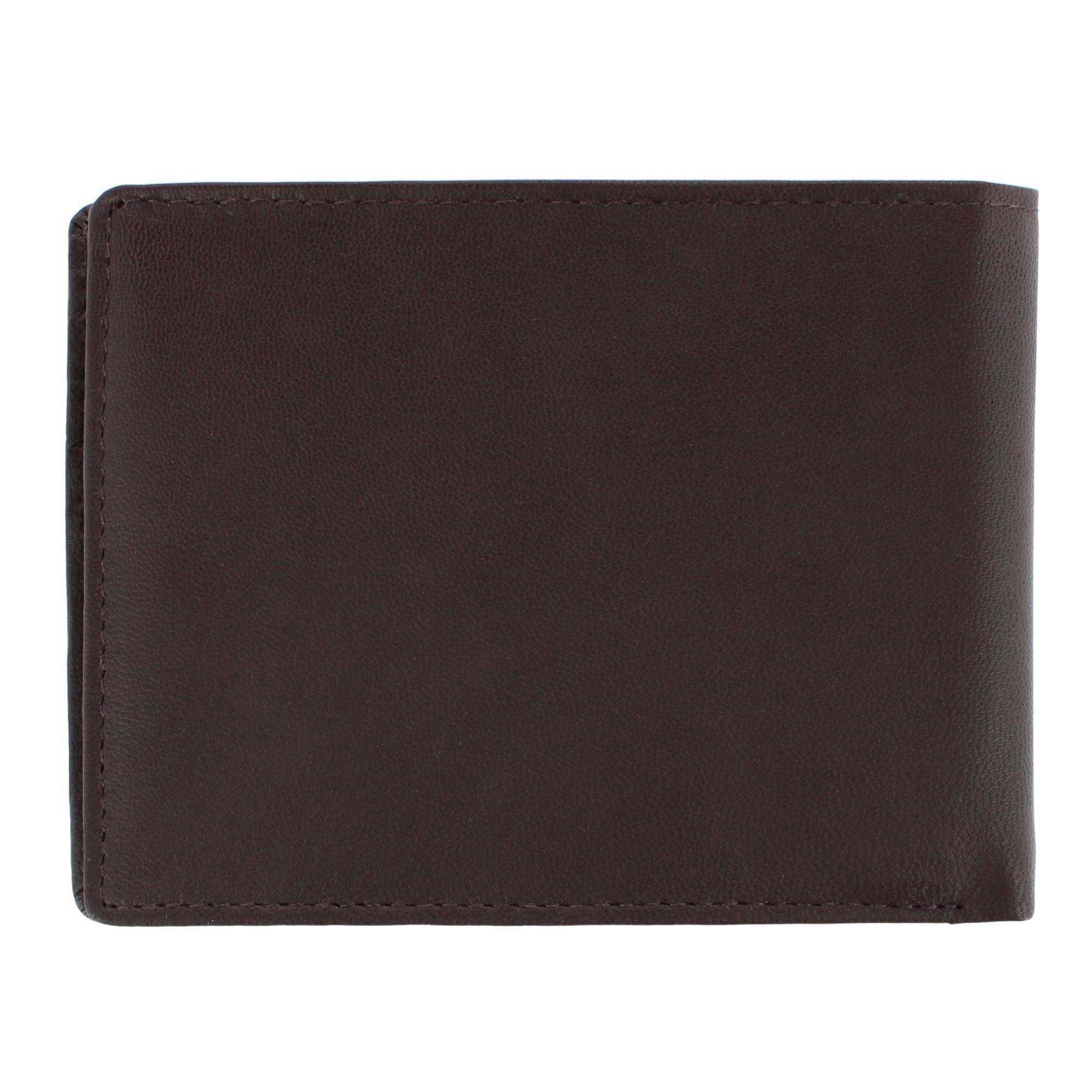 CTM® Men's Leather American Flag Embossed Bifold Wallet - Brown