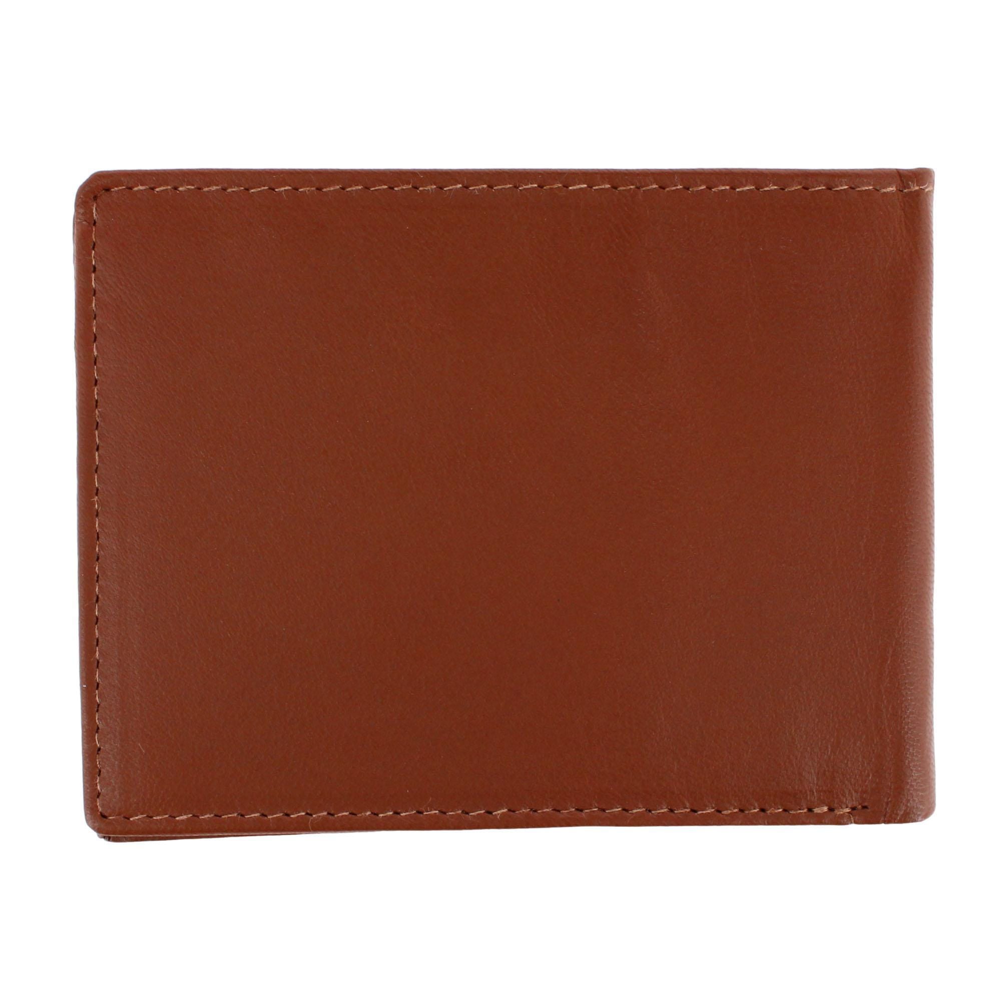CTM® Men's Leather American Flag Embossed Bifold Wallet - Tan