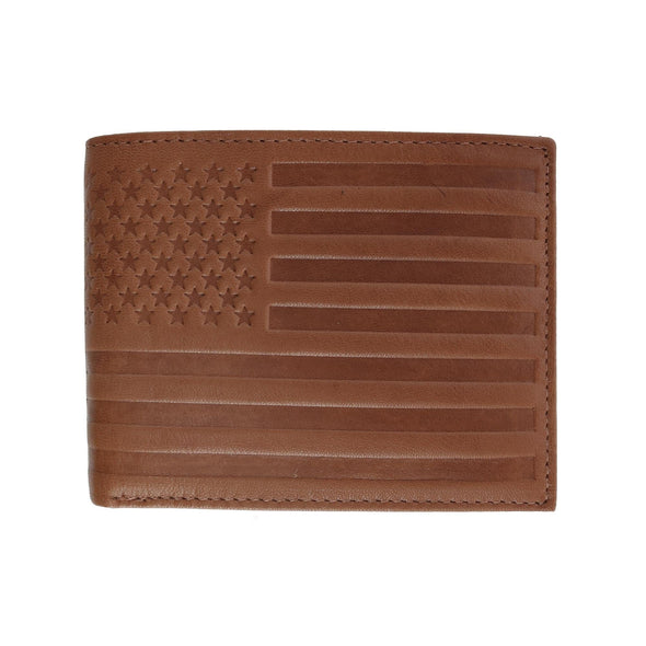Men's Leather American Flag Embossed Bifold Wallet