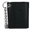 Men's Pebble Grain Leather RFID Trifold Chain Wallet