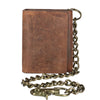 Men's Crazy Horse Leather RFID Trifold Chain Wallet