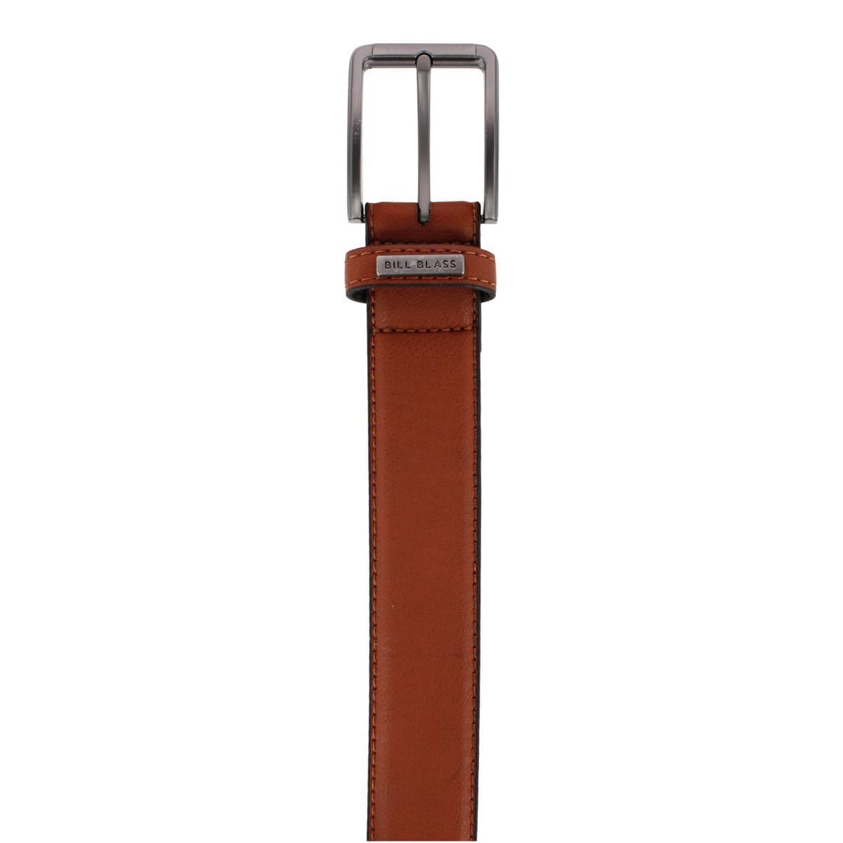 Bill Blass Men's Stretch Leather Dress Belt with Brushed Gunmetal Buckle - Tan