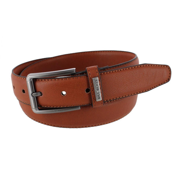Men's Stretch Leather Dress Belt with Brushed Gunmetal Buckle
