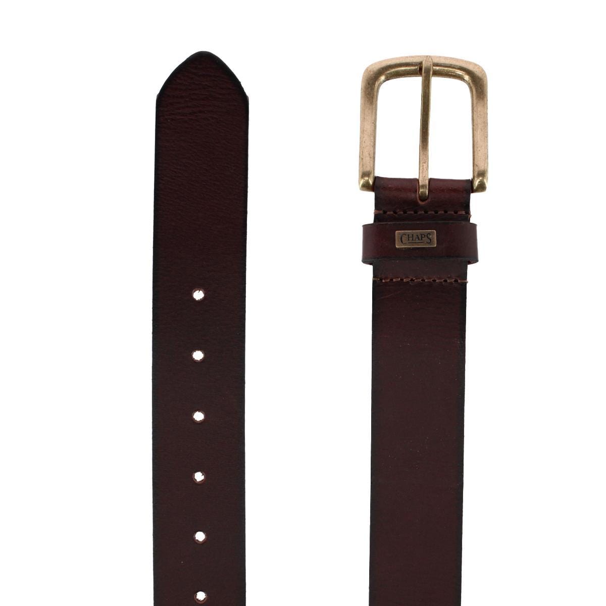 Chaps Men's 38mm Burnished Edge Leather Casual Belt - Brown
