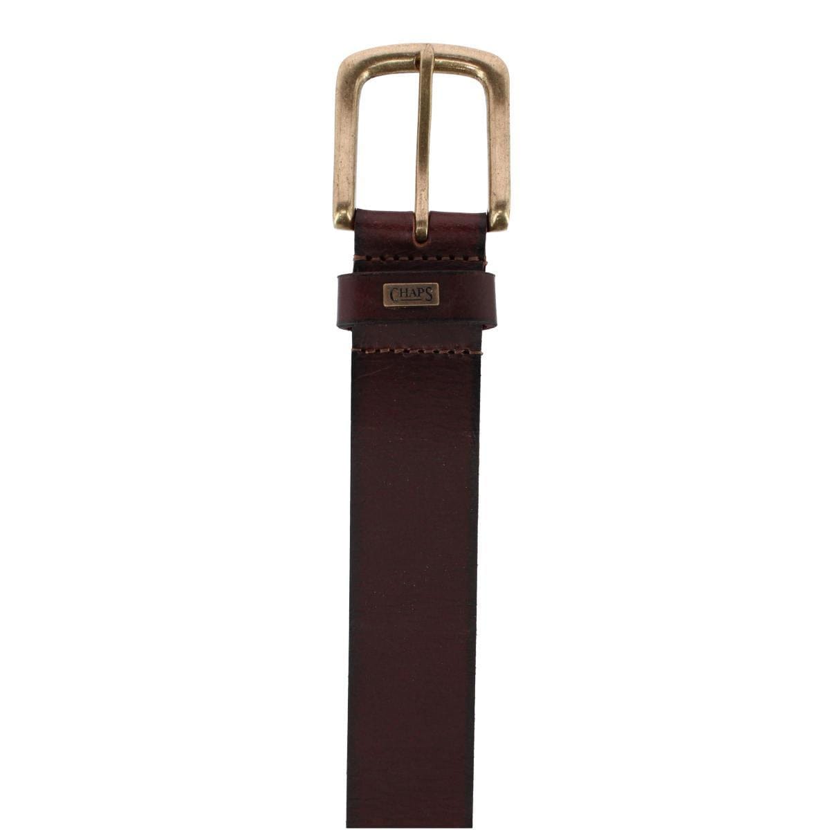 Chaps Men's 38mm Burnished Edge Leather Casual Belt - Brown