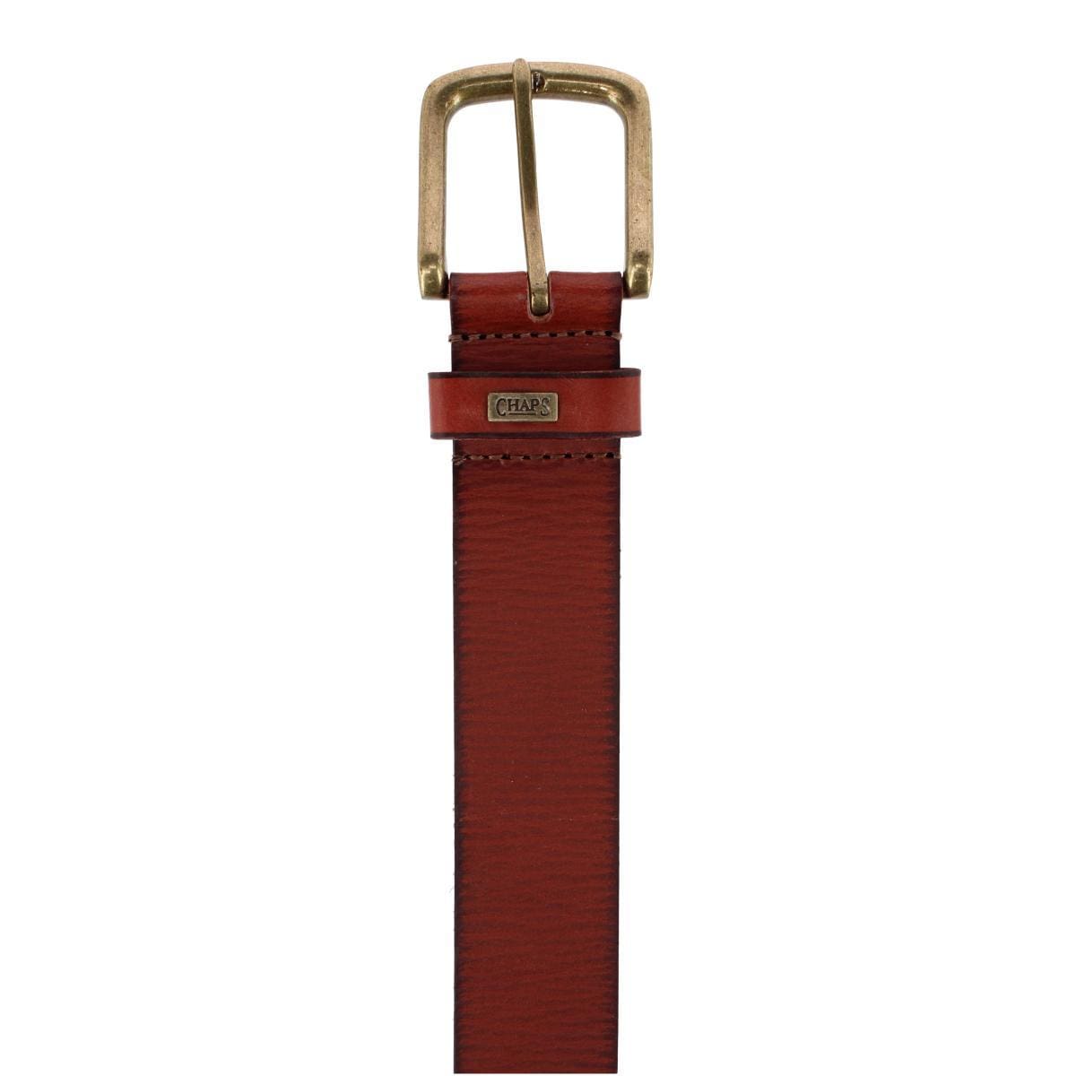 Chaps Men's 38mm Burnished Edge Leather Casual Belt - Tan