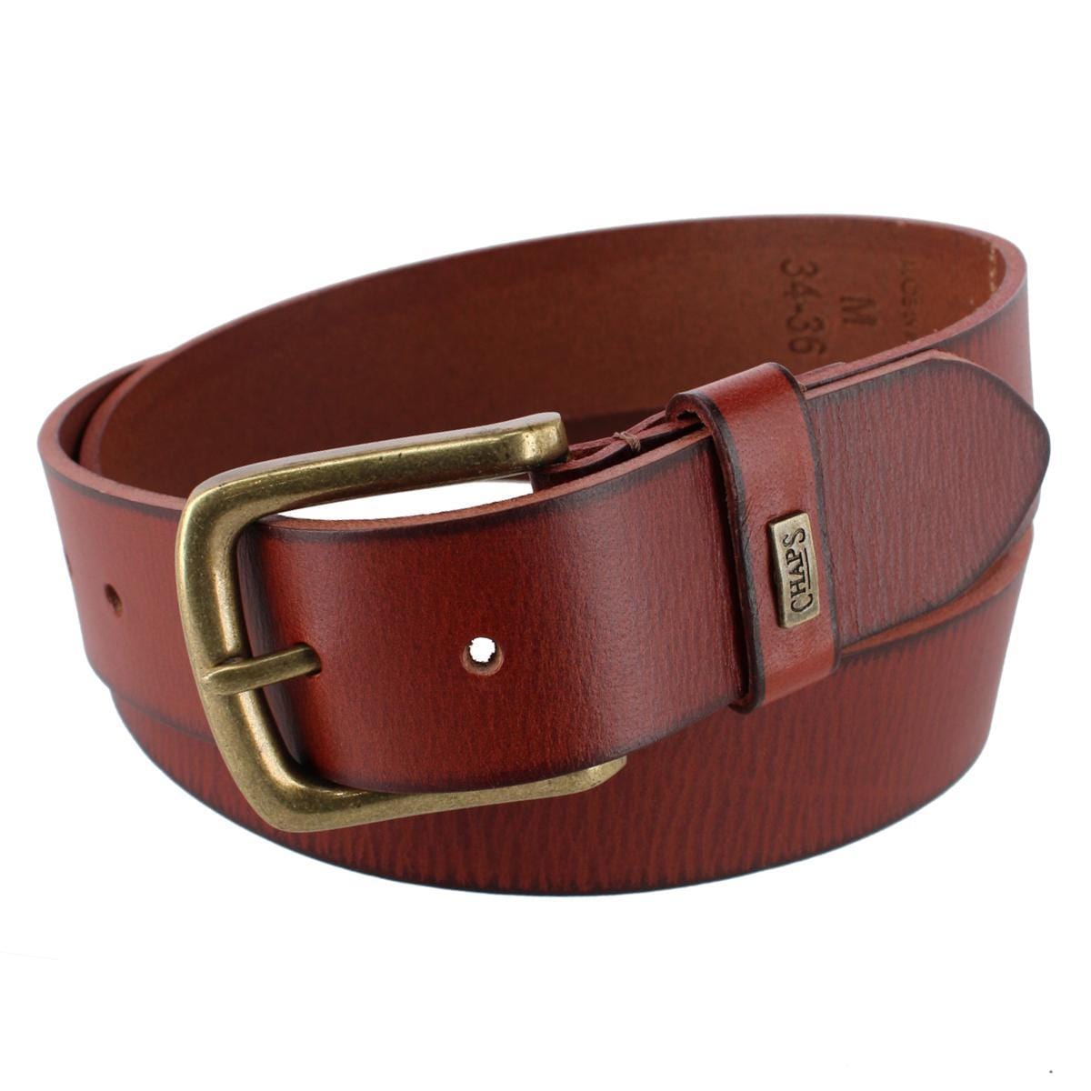 Chaps Men's 38mm Burnished Edge Leather Casual Belt - Men's 38mm Burnished Edge Leather Casual Belt