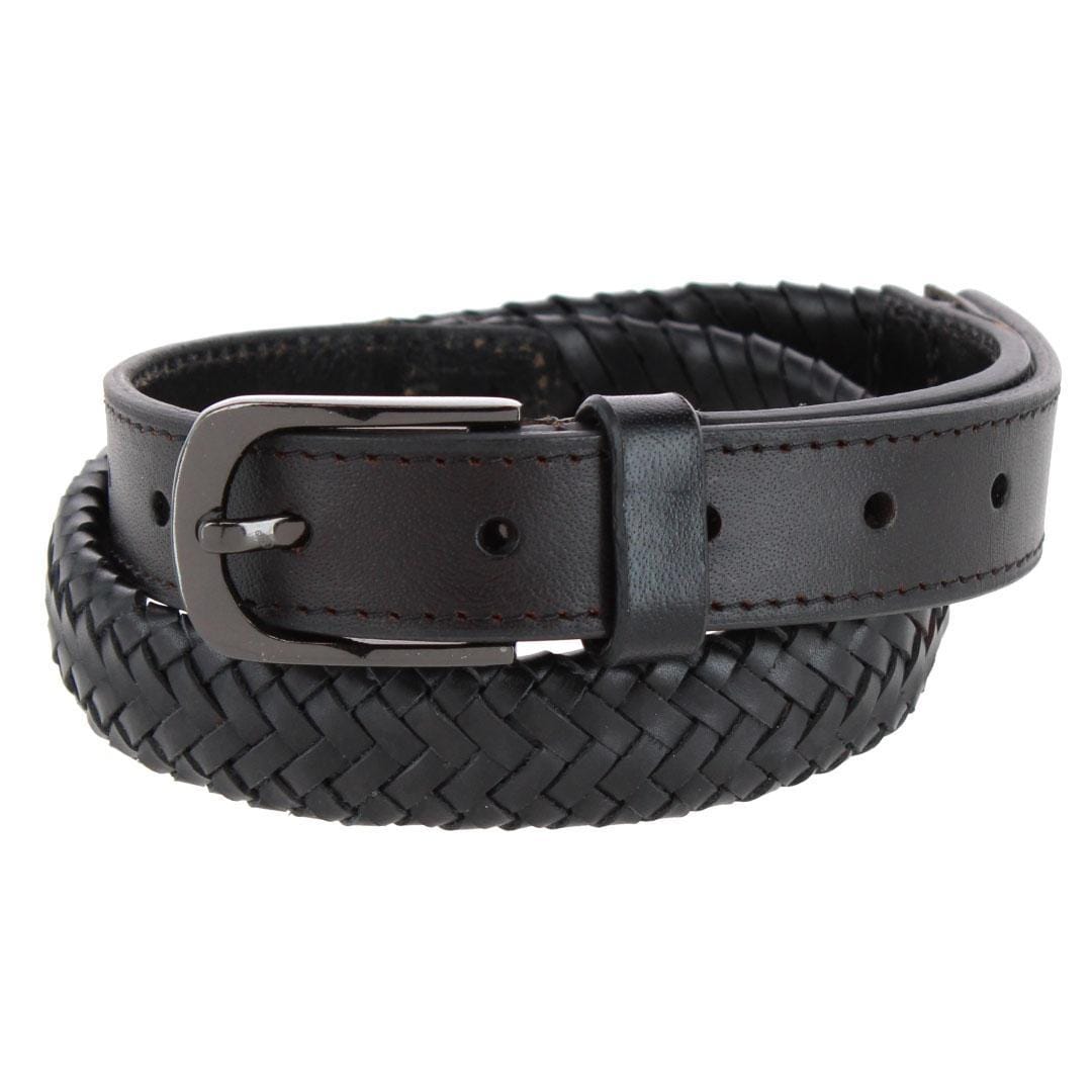Gloria Vanderbilt Women's 25mm Leather Braided Casual Belt - Black