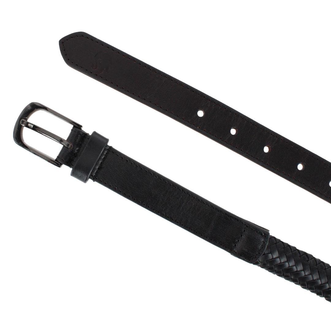 Gloria Vanderbilt Women's 25mm Leather Braided Casual Belt - Black