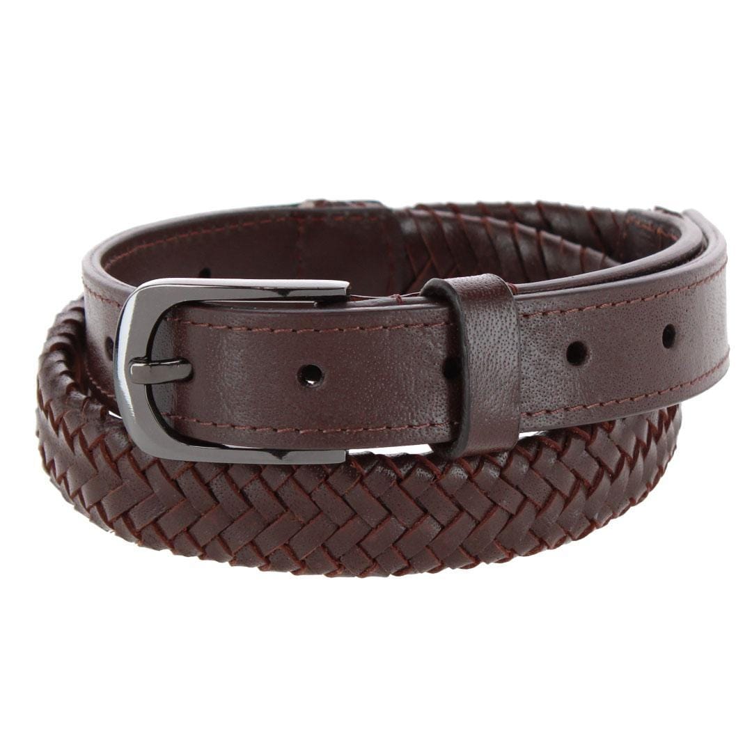 Gloria Vanderbilt Women's 25mm Leather Braided Casual Belt - Brown