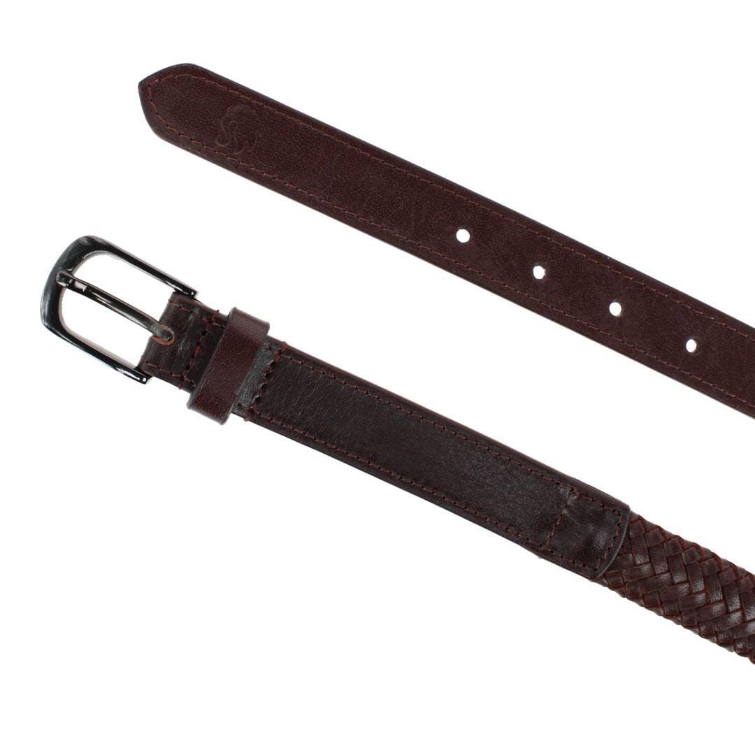 Gloria Vanderbilt Women's 25mm Leather Braided Casual Belt - Brown
