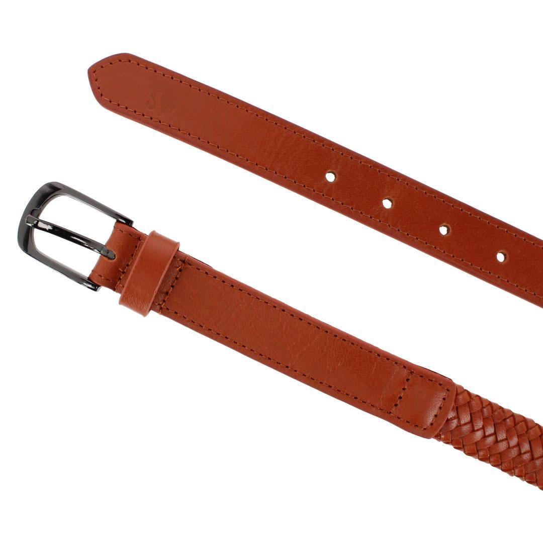 Gloria Vanderbilt Women's 25mm Leather Braided Casual Belt - Tan