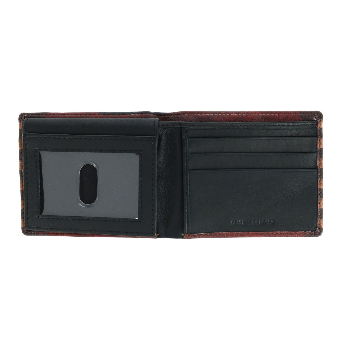 CTM® Men's Leather RFID Vintage American Flag Bifold Passcase Wallet - Multi-Color