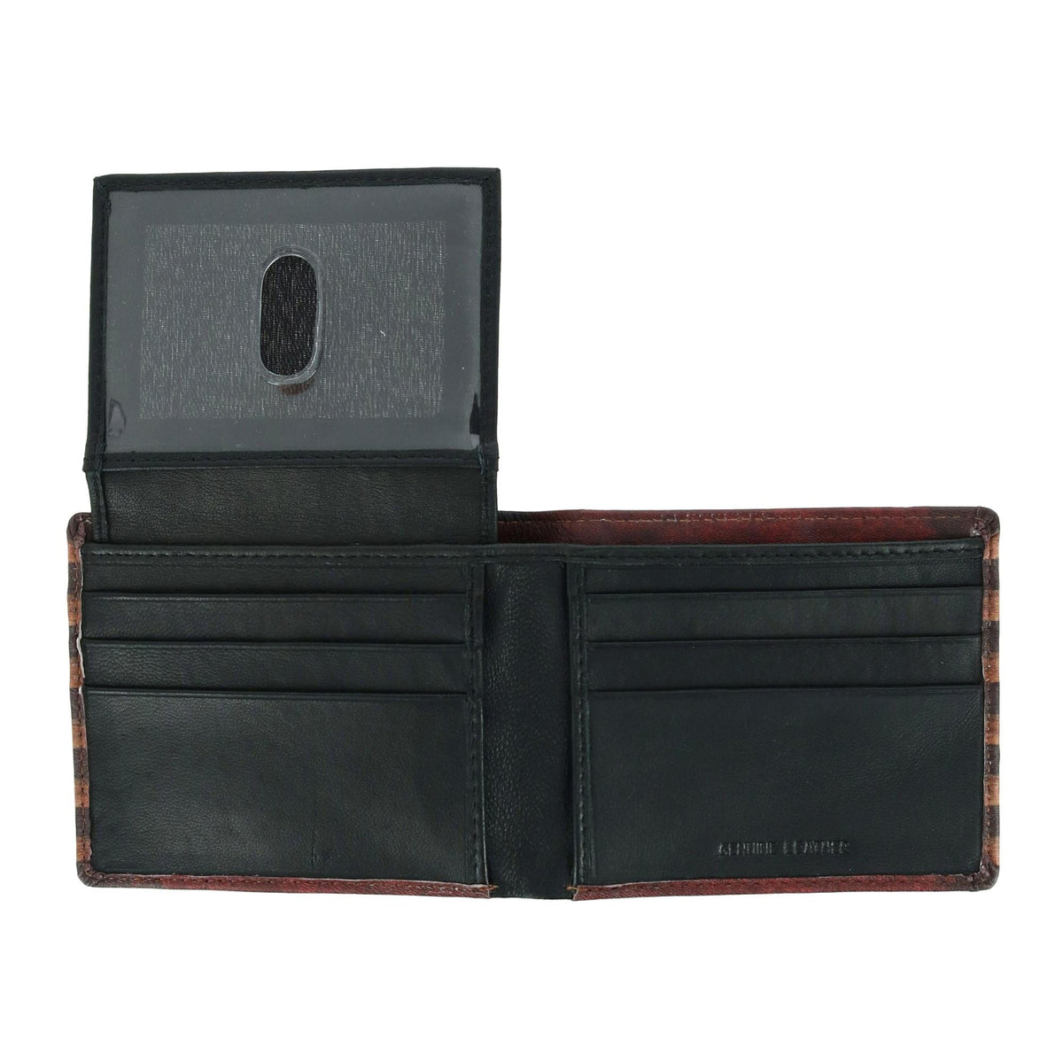 CTM® Men's Leather RFID Vintage American Flag Bifold Passcase Wallet - Multi-Color