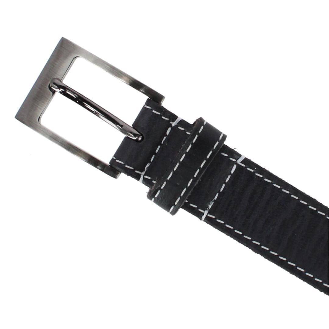 Stone Mountain Boy's Contrast Stitch Leather Casual Belt - Black