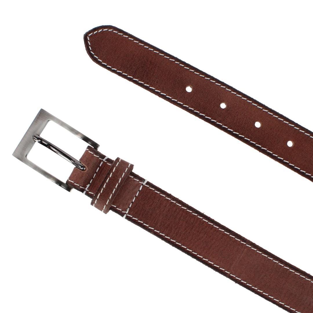 Stone Mountain Boy's Contrast Stitch Leather Casual Belt - Brown