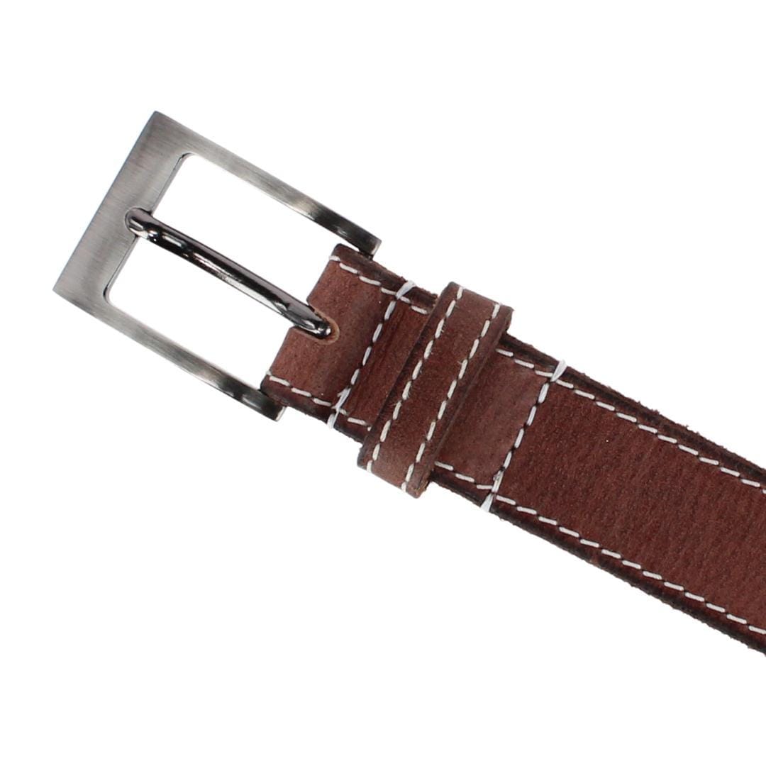 Stone Mountain Boy's Contrast Stitch Leather Casual Belt - Brown