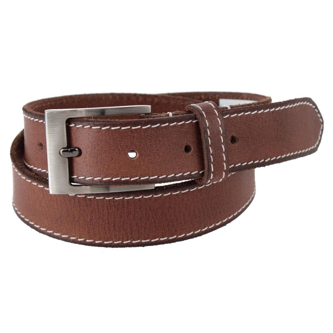Stone Mountain Boy's Contrast Stitch Leather Casual Belt - Boy's Contrast Stitch Leather Casual Belt