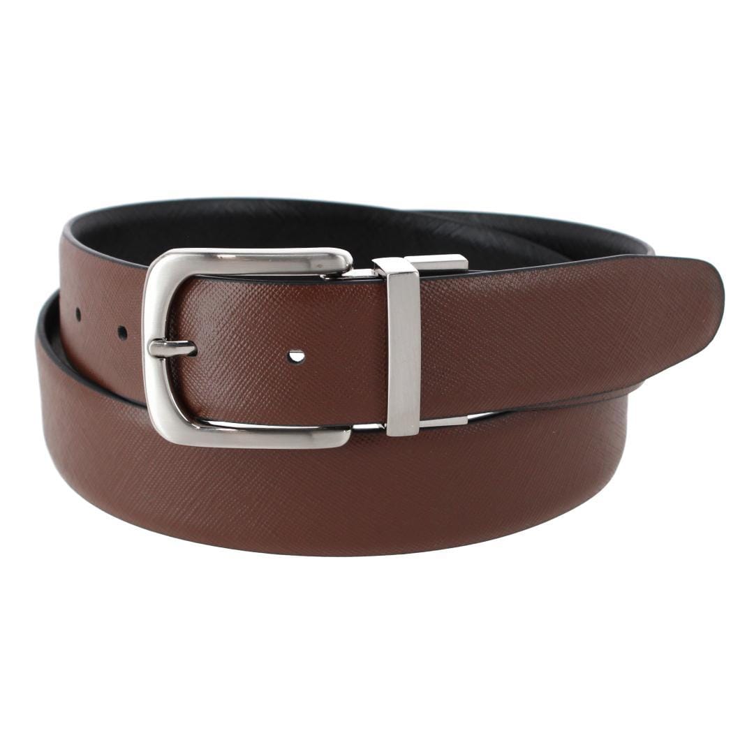 Stone Mountain Men's 35mm Reversible Smooth Bonded Leather Dress Belt - Black/Brown