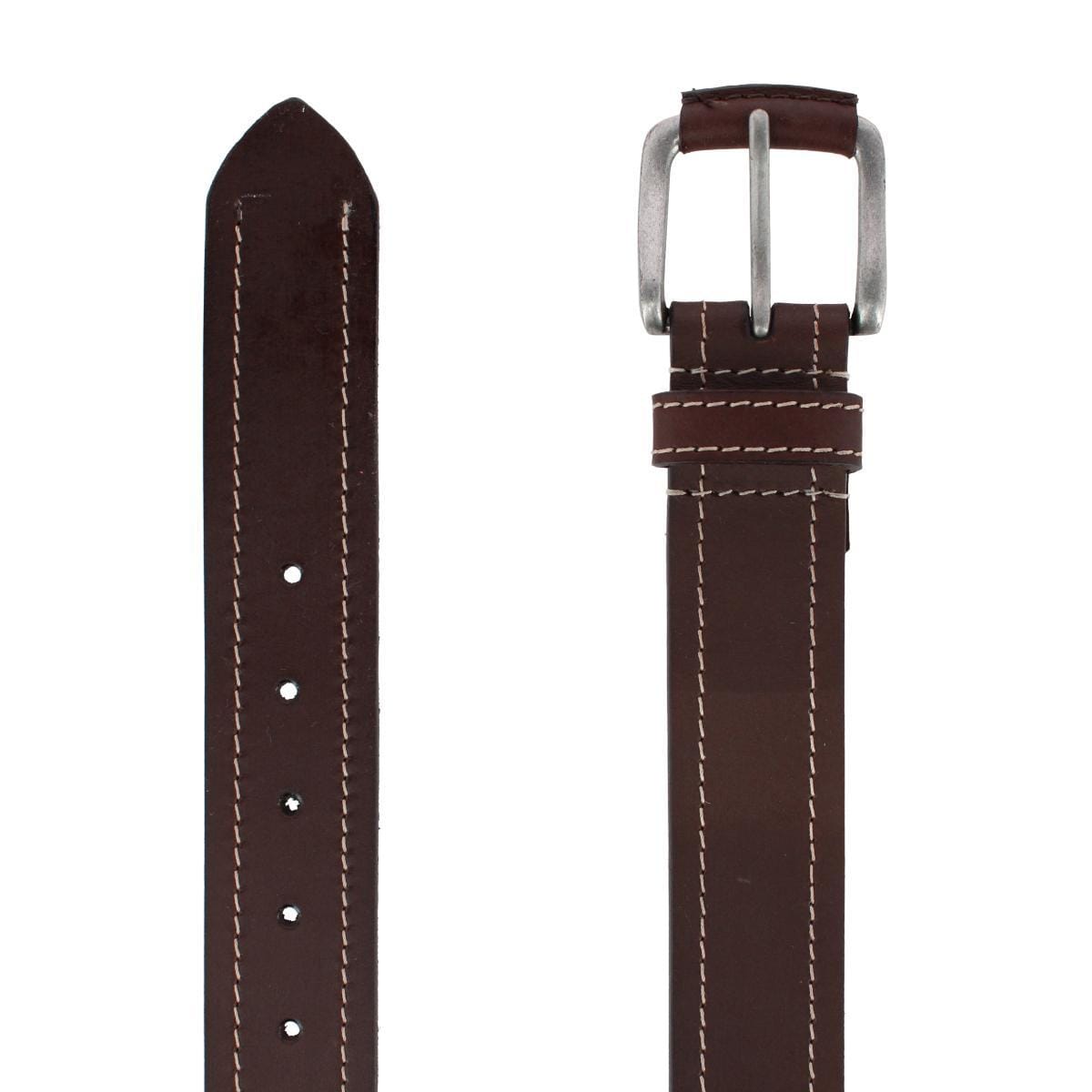 Stone Mountain Men's Big & Tall Contrast Stitch Leather Belt - Brown