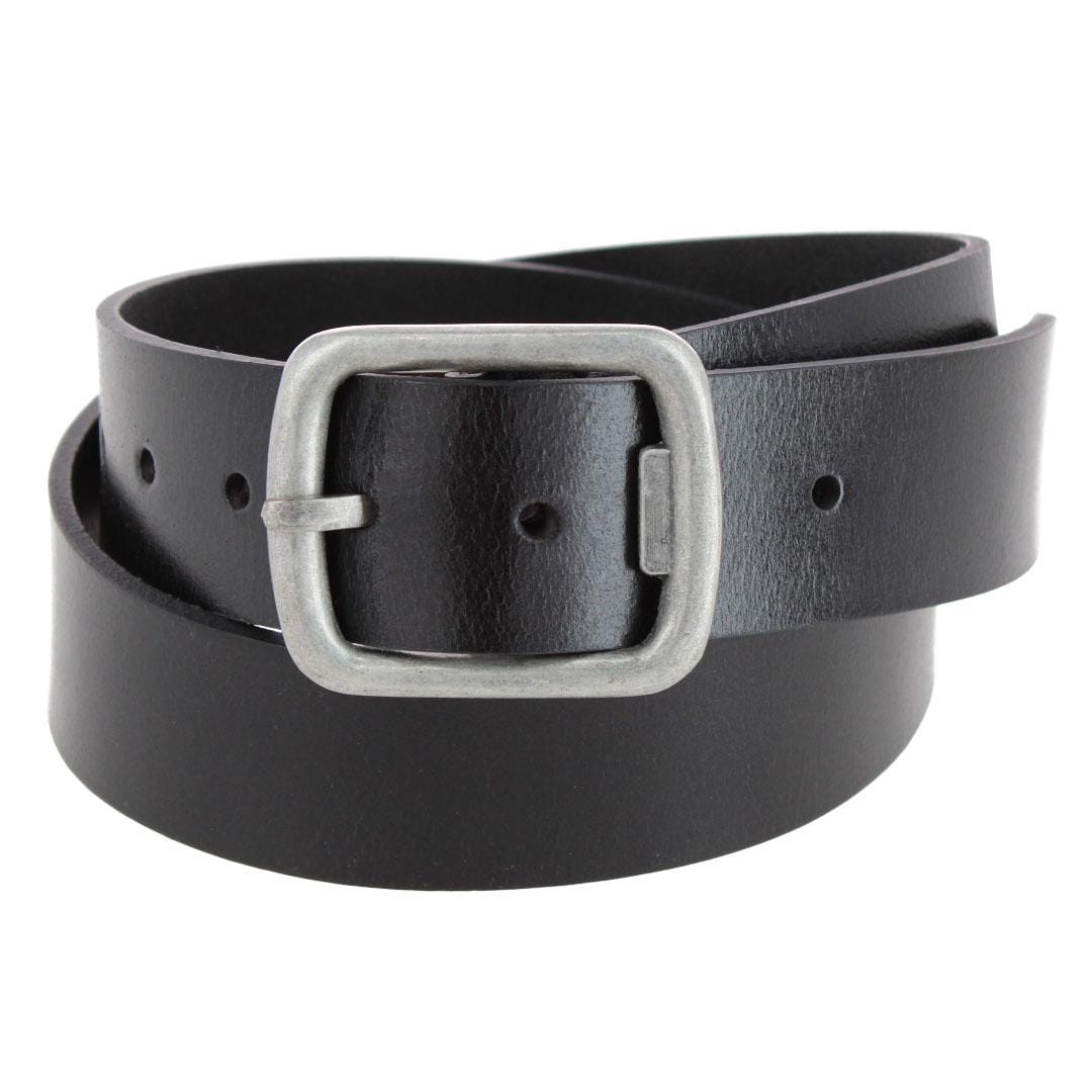 Stone Mountain Men's Leather Belt with Bottle Opener Buckle - Black