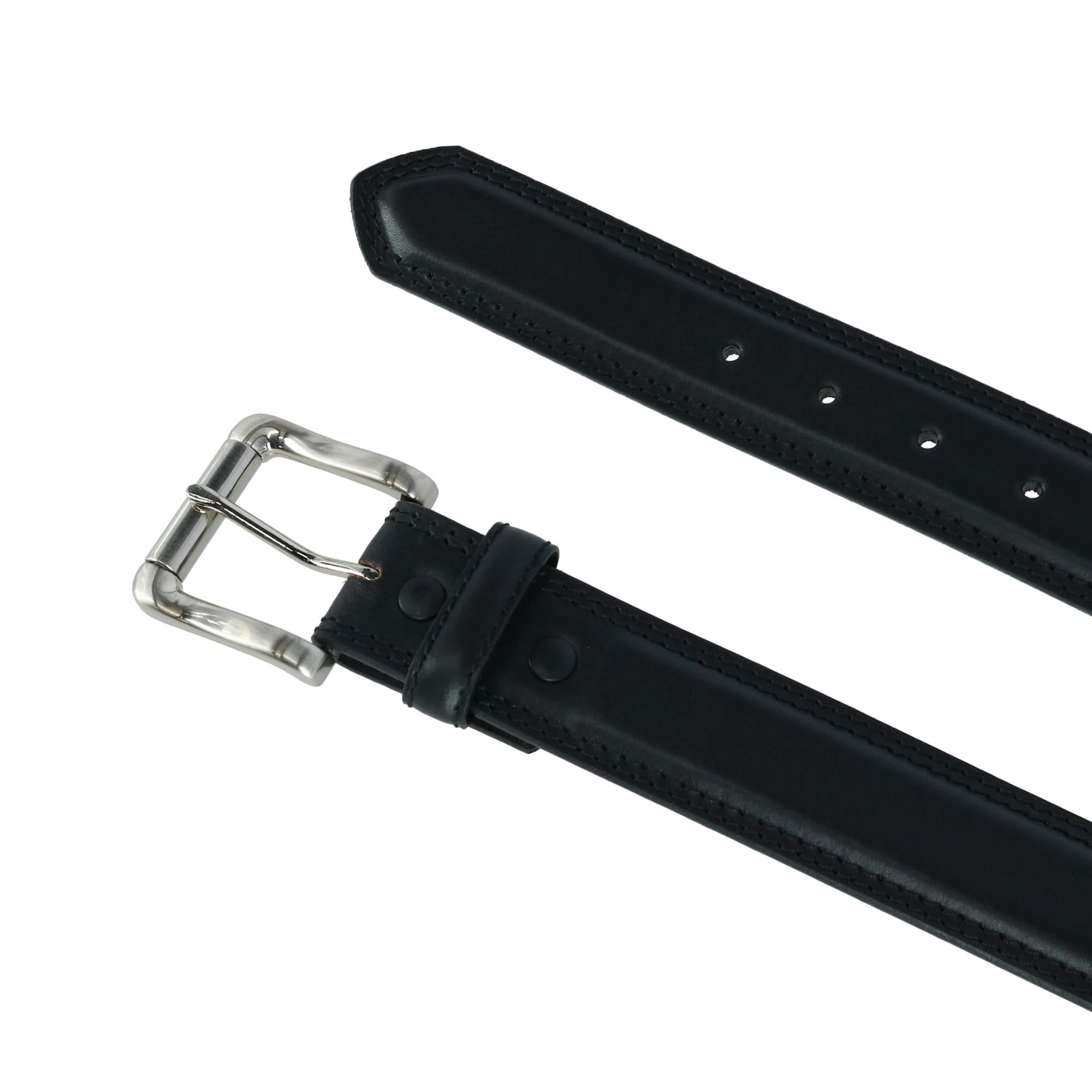 Hickory Creek Men's Oil Tanned Padded Belt with Roller Buckle - Black