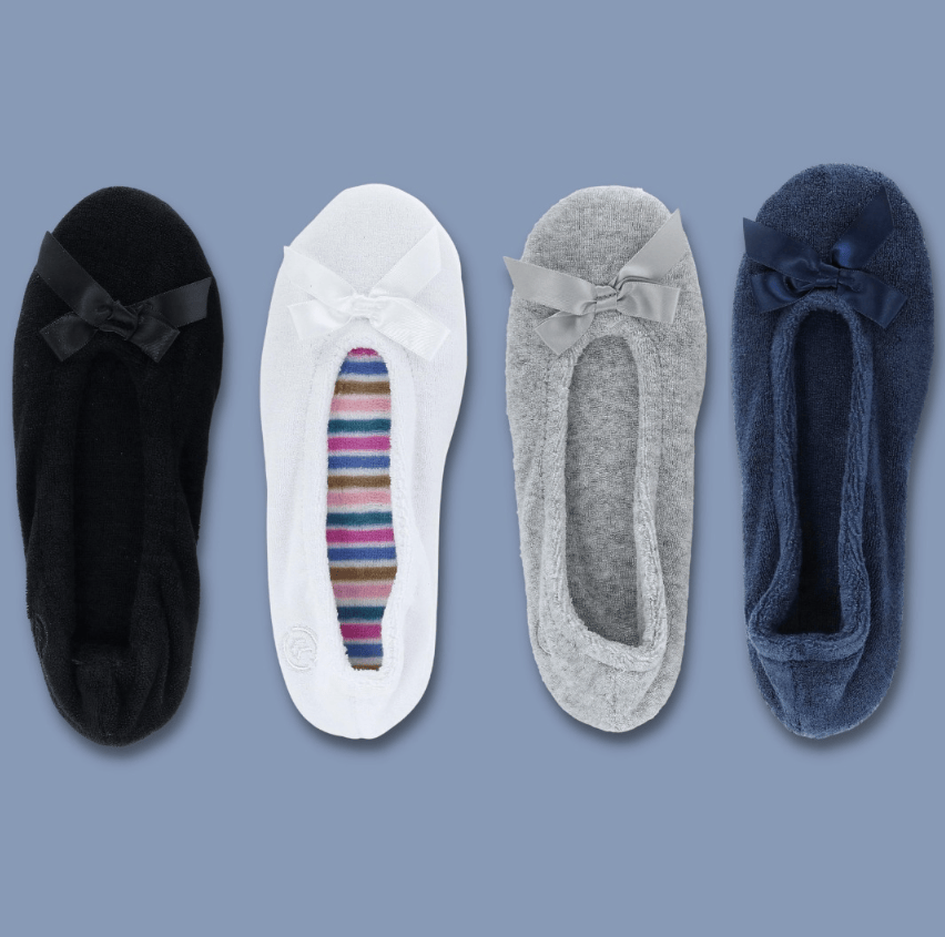 Isotoner Women's Terry Classic Ballerina Slippers - Grey Heather
