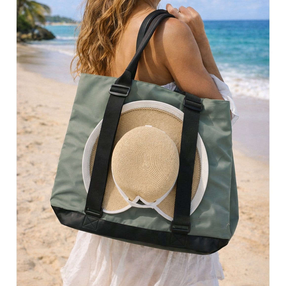 Bay Sky Women's Hat Holder Tote Handbag - Sage