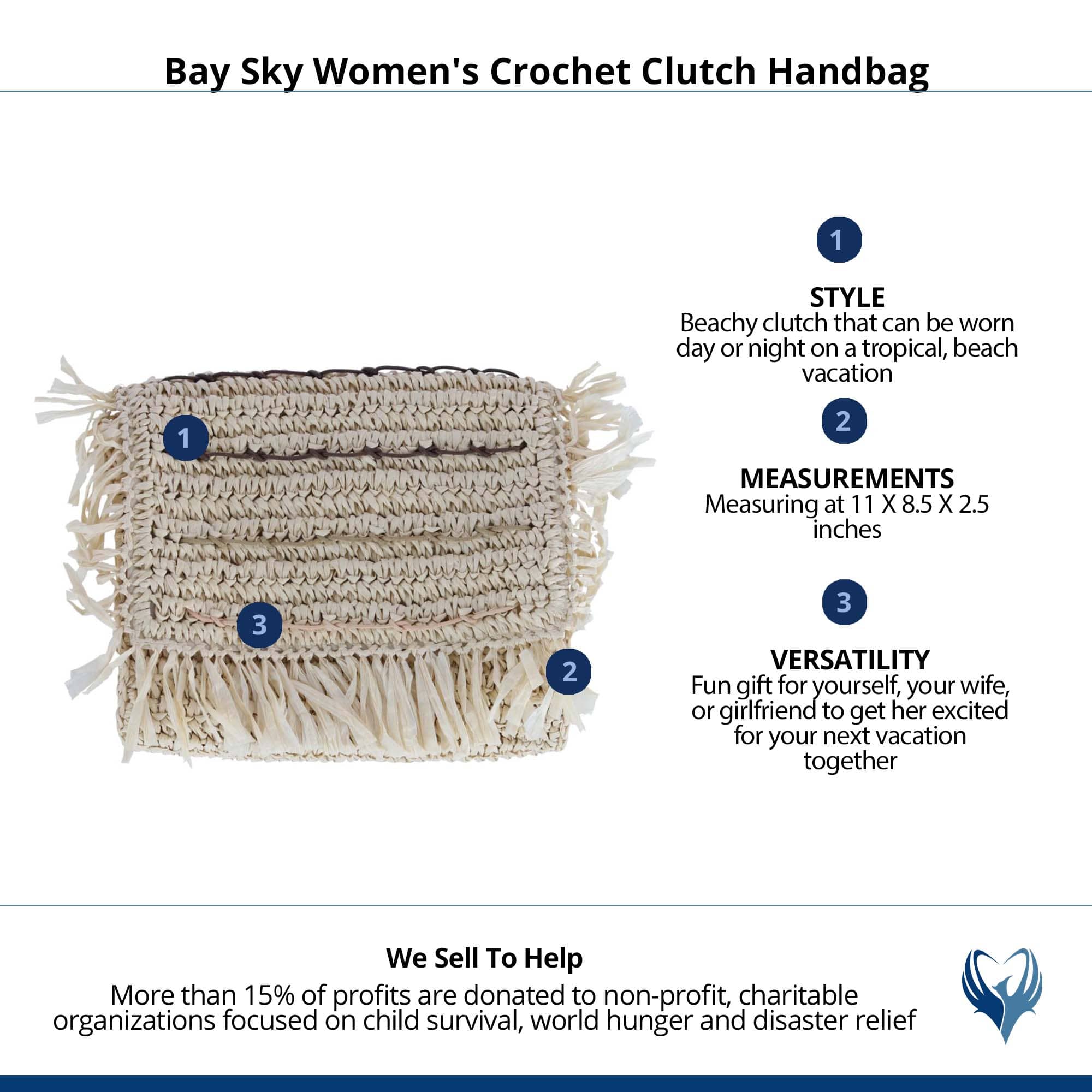 Bay Sky Women's Crochet Clutch Handbag - Ivory