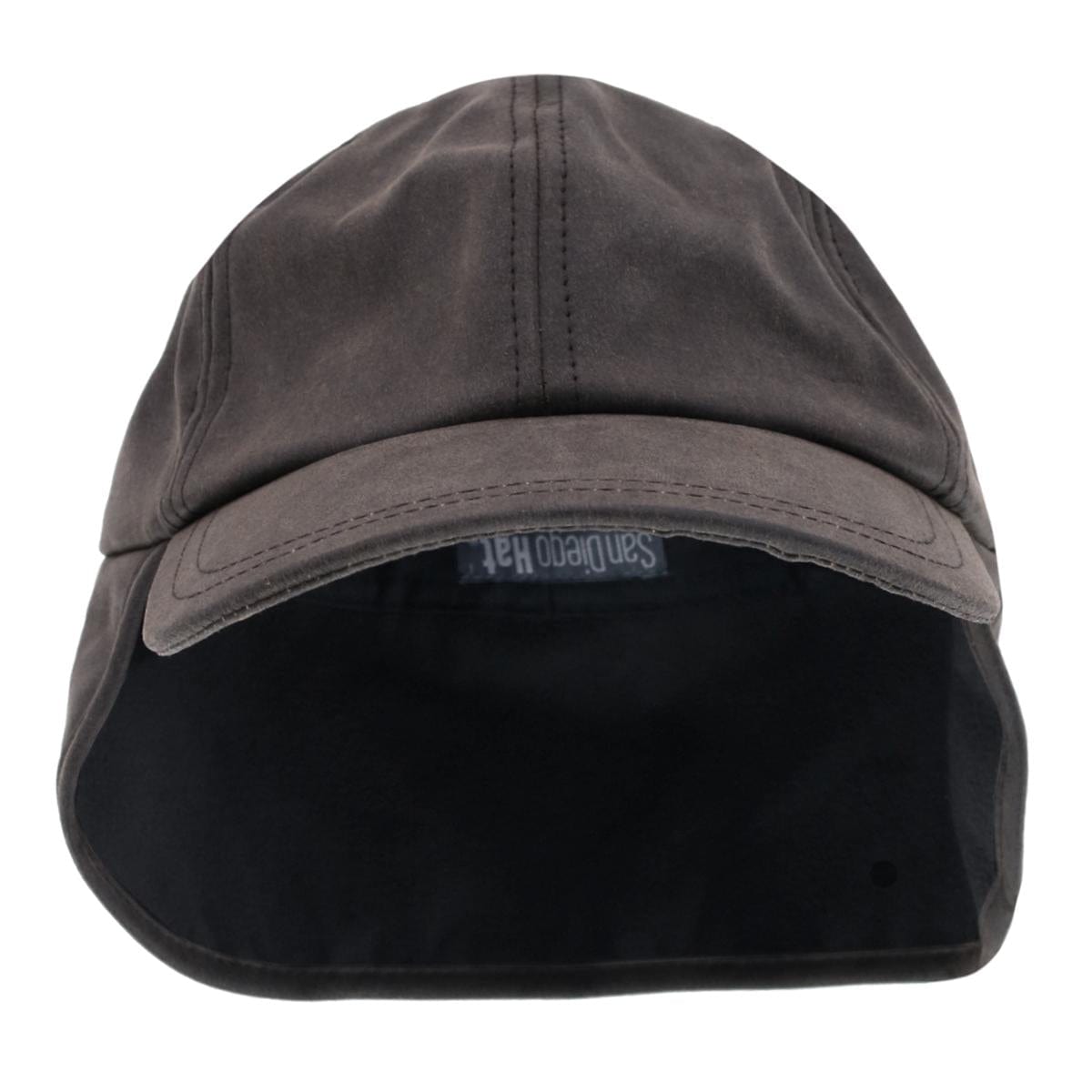San Diego Hat Company Men's Distressed Baseball Cap with Earflap - Brown