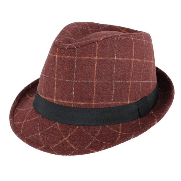 Men's Plaid Fedora for Grosgrain Hatband